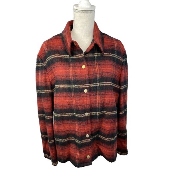 Vintage 90s Evan-Picone Jacket Women's Size 18 Plaid Wool Blend SnapUp For Fall - Picture 1 of 11